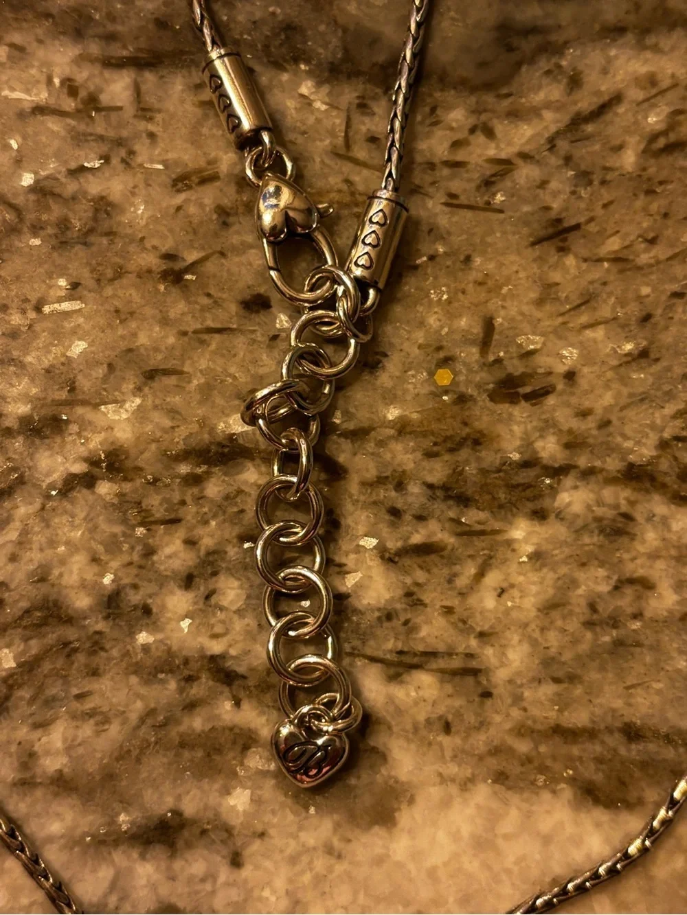 Brighton Heart & Crystal Silver Tone Badge Clip Lanyard